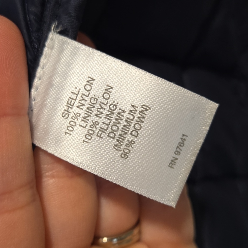 J. Jill Navy Blue Quilted Down Puffee Trench Coat - Picture 3 of 3